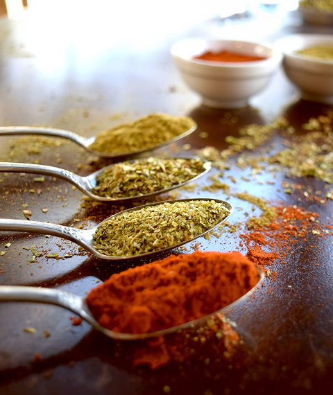 different powder ingredients placed on spoon